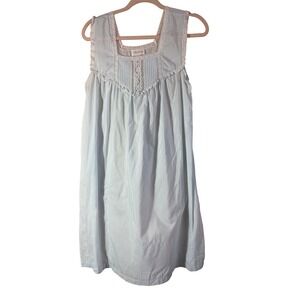Vintage Barbizon Light Blue Lace Pintuck Sleeveless Nightgown Pointell